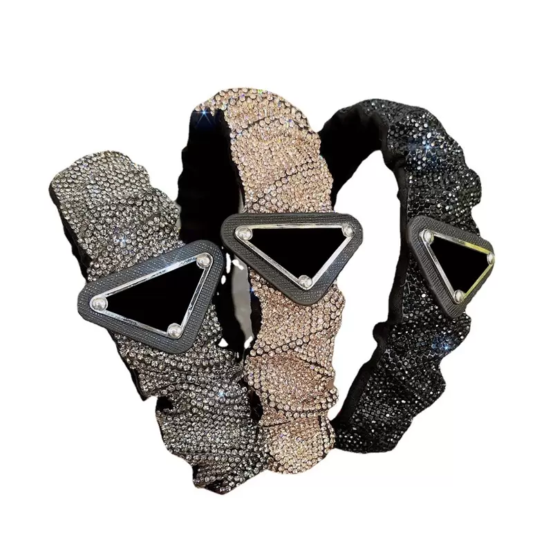 

Luxury Diamond Headband Women Rhinestones Hair Hoop Wide Wrinkled Headbands Girl Wash Face Outdoor Party Hairs Accessories
