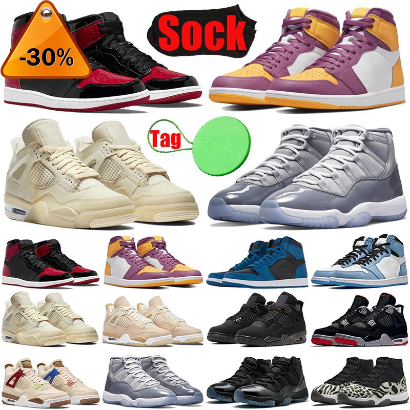 

Cool Grey 1s 4s 11s Basketball Shoes For Mens Womens 1 4 11 Bred Patent Brotherhood Dark Marina Blue Sail Black Cat Bred Cactus Jack Men, #35 white bred