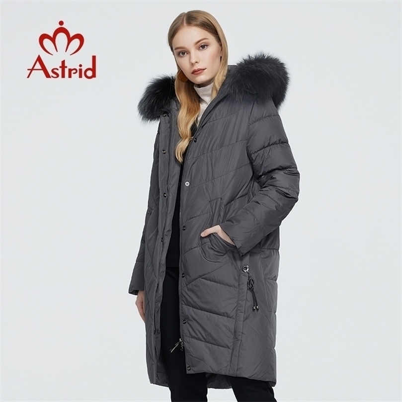 

Astrid Winter Women's coat women long warm parka Jacket with fox fur hooded Bio-Down female clothing Design 9172 201127, L059 gray