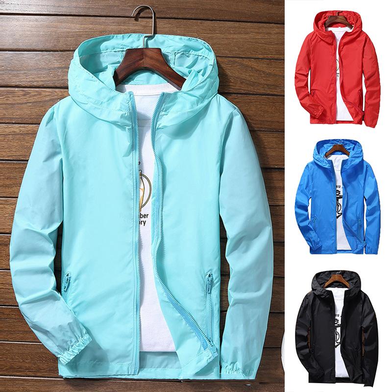 

Men's Trench Coats Camping Rain Jacket Men Women Waterproof Sun Protection Clothing Fishing Hunting Clothes Quick Dry Skin Windbreaker With, Black