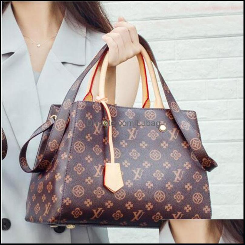 

Evening Bags High Quality Designer Handbags Leather Purses Ladies Shoder Bag Cross Body Brown Flower Montigne 41055 41056 41057 Lubag Dhzh3, White plaid - beige handle