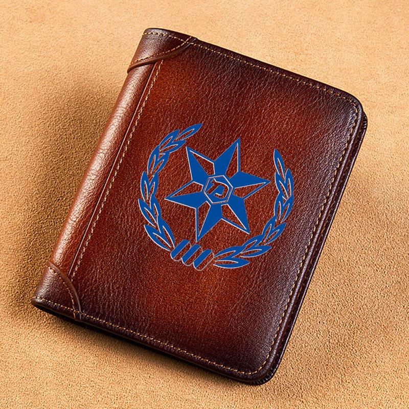 

Wallets High Quality Genuine Leather Men The State Of Israel Badge Short Card Holder Purse Male WalletWalletsWalletsWallets, Yellowish brown