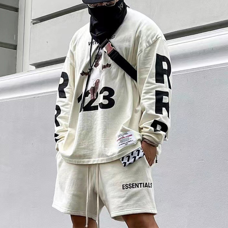 

Long Sleeve T Shirts Casual Long Sleeves Oversized T-shirts Cotton Tee Men Women Hip Hop Streetwear MG220059, Beige