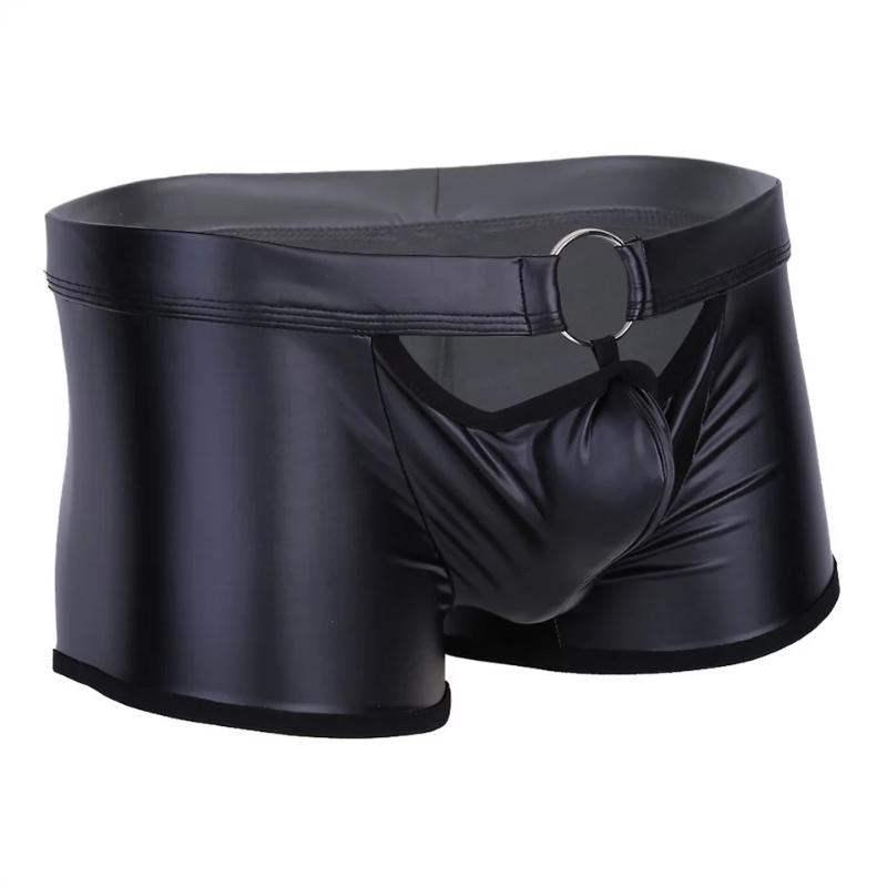

Underpants Mens Sexy Soft Leather Boxer Erotic Below For Sex Shiny Sheath Underwear Bottom Patent Fetish Pants Bulge Pouch