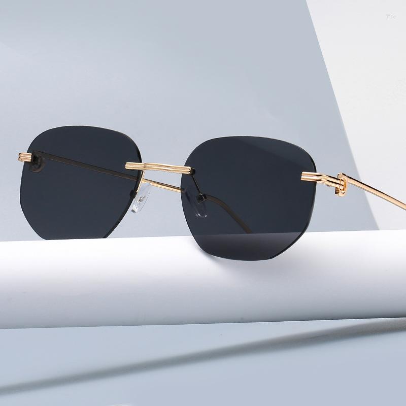 

Sunglasses Vintage Square Women Men 2022 Fashion Rimless Glasses Retro Pink Sun UV400 Zonnebril DamesSunglasses