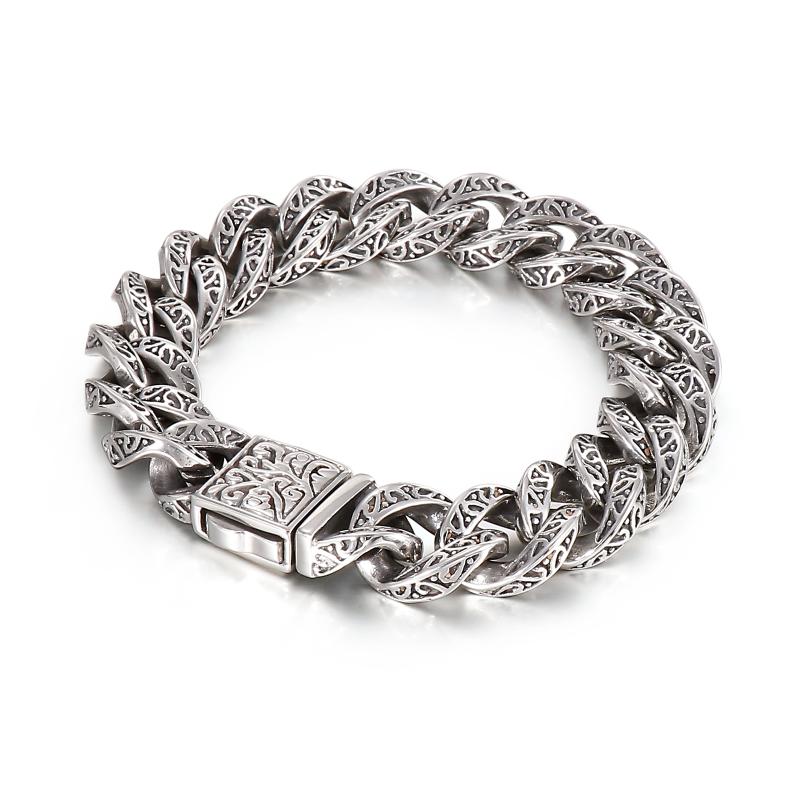 

Link Chain Retro Domineering Printing Stainless Steel Vintage Male BraceletLink