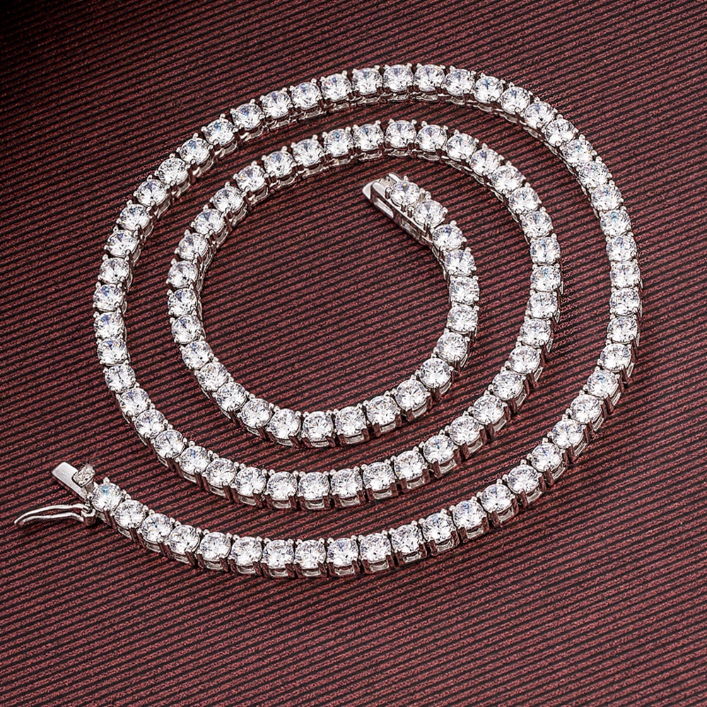 

16" 18" 20" 22" 24 brass setting CZ 4 Prong Tennis Chain Necklace Gold/Silver Color Iced Out AAA Cubic Zirconia