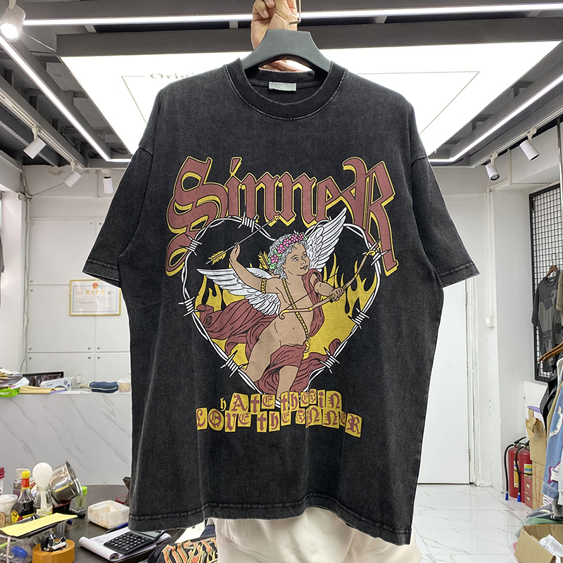 

Oversized Nice Washed Heavy Fabric T Shirt Men Women Best-Quality Print Top Tees T-shirt, Black