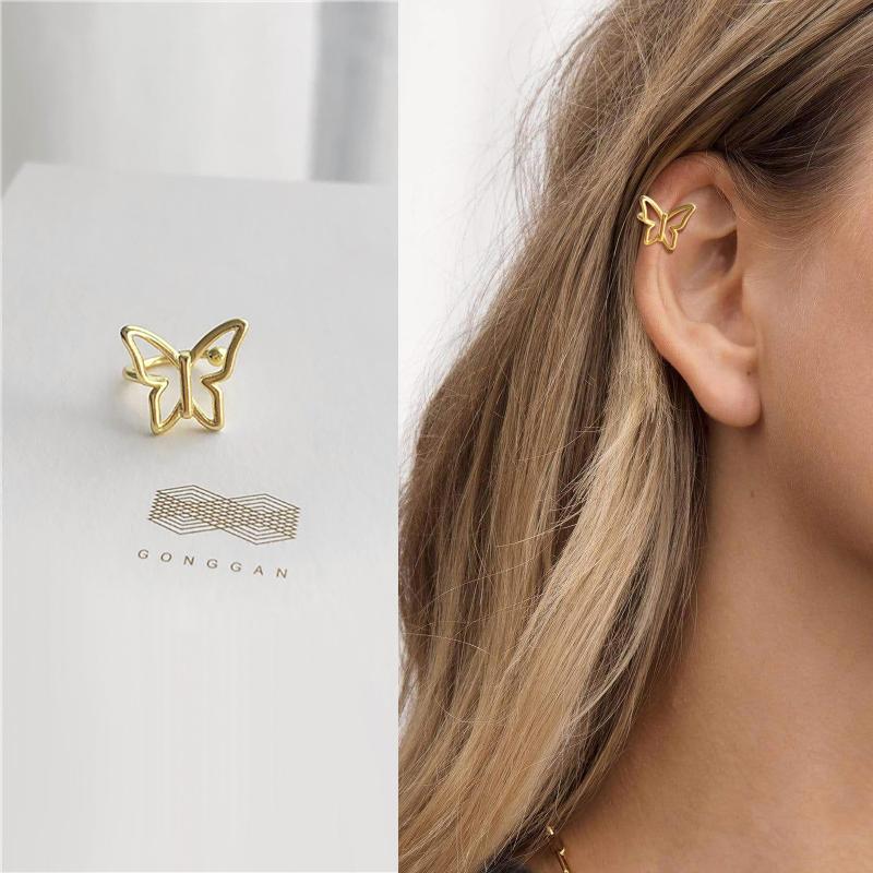 

Clip-on & Screw Back Butterfly Cuff Earrings Charm Ear Wraps Fake Pierced Clip Piercing 1 Piece Women GiftsClip-on