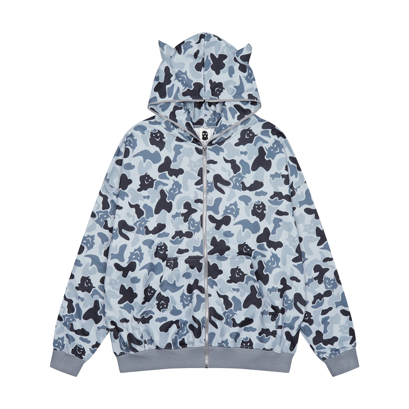 

High Street Full Print Zipper Hooded Hoodies Men's and Women's Retro Hip Hop Casual Winter Hoodie