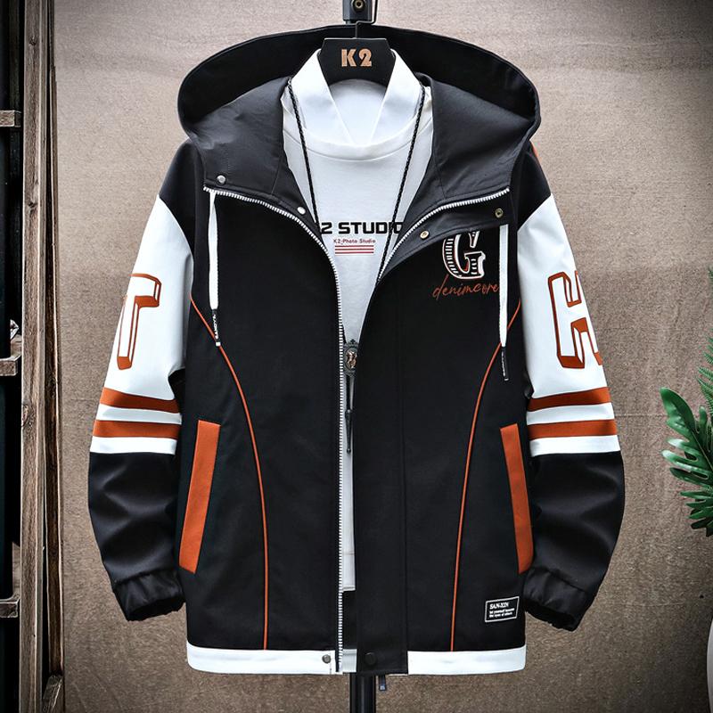 

Men's Jackets Fshion 2022 Spring Hooded Windbreaker Casual Autumn Men's Outerwear Zipper Thin Coats Youth Tops Street Hip Hop ClothingMe, White green