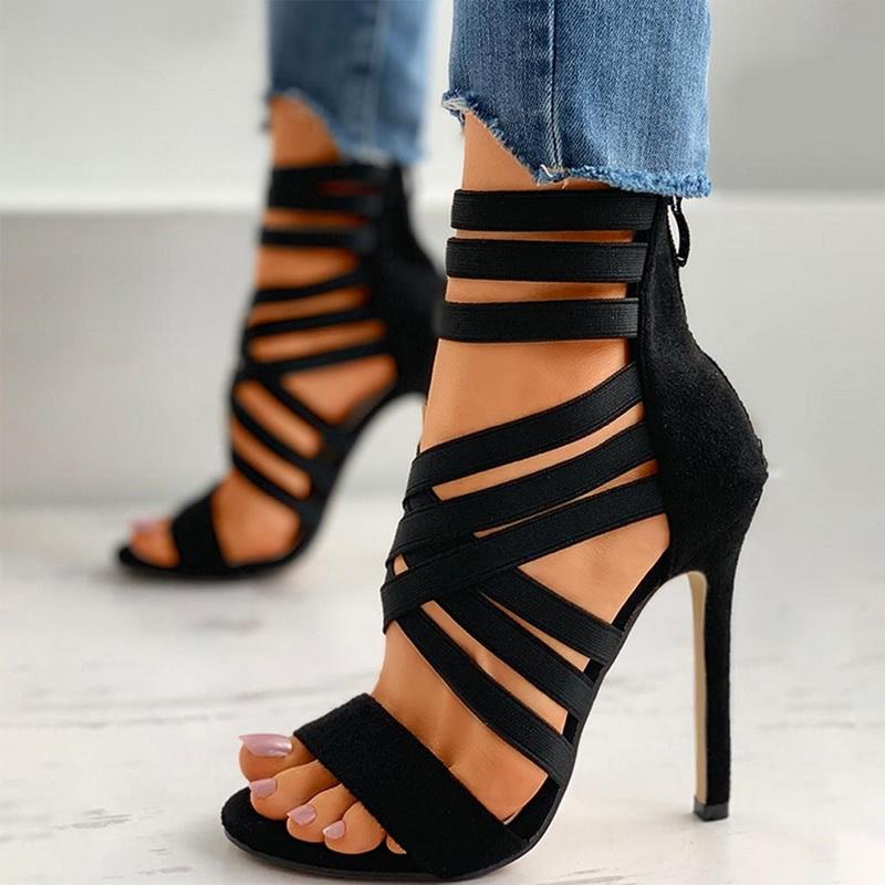 

Dress Shoes Gladiator Pumps Women High Heels Sandals 2022 Zip Fashion Ankle Strap Sexy Pump Ladies Peep Toe Woman, A-3