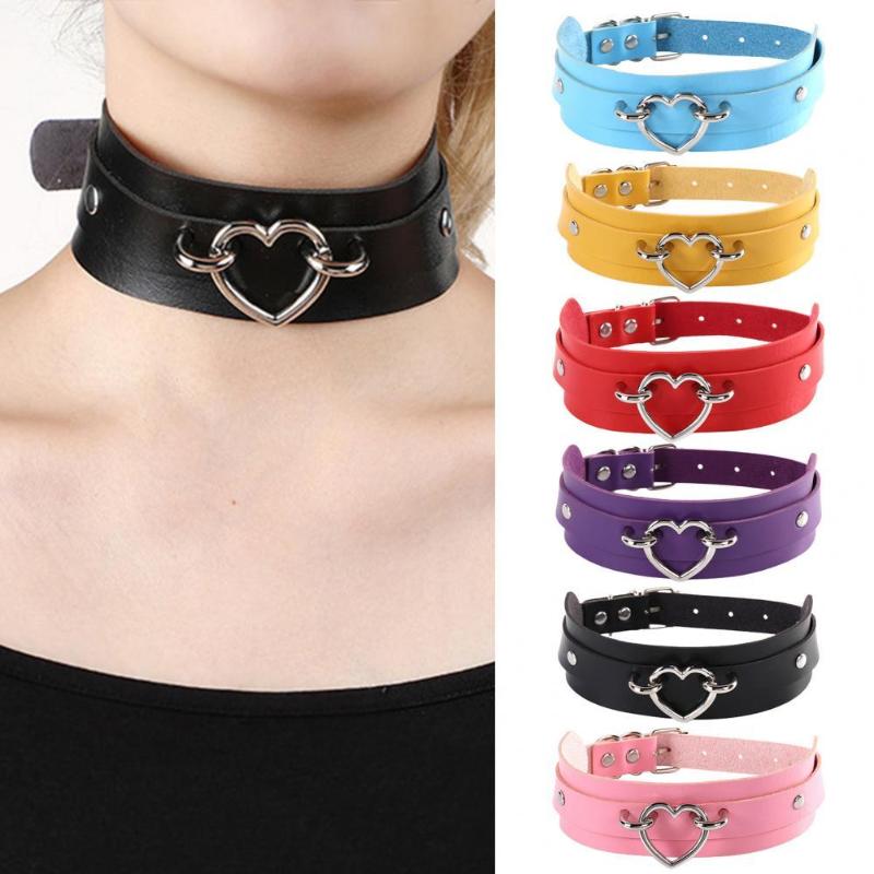 

Chokers Beautiful Chic Imitation Leather Lady Short Necklace Metal Bucket Collar Gothic For Club