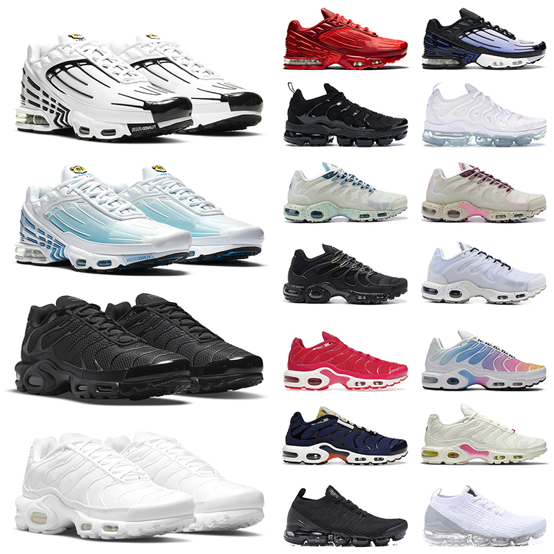 

tn 3 plus Running Shoes Men Women White Black Laser Blue Multi Color Wolf Grey plus Bat Barely Volt Zebra mens trainer, White navy