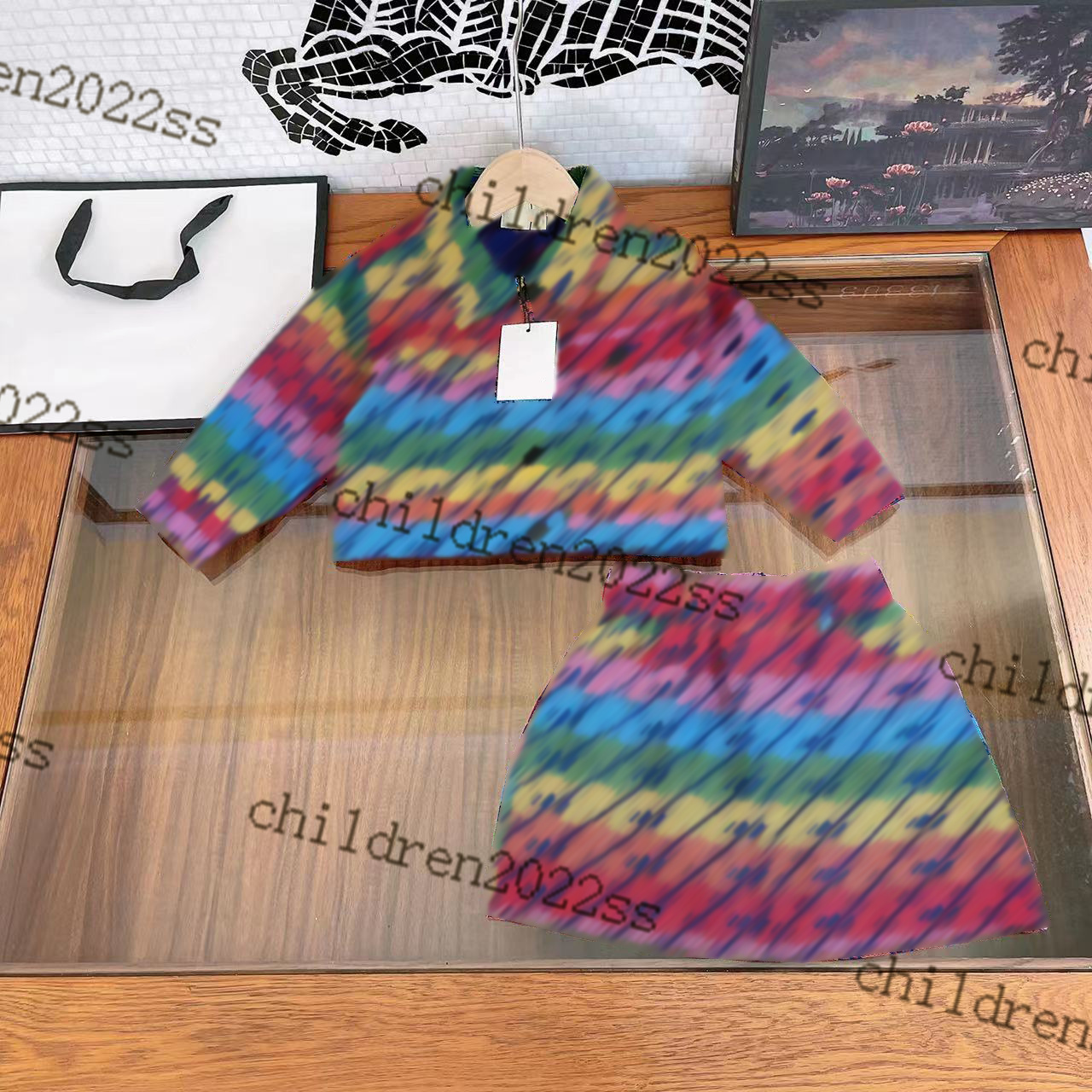 

girls jeans sets 2022FW early autumn denim jackets with pleated skirts brand designer kids short jacket fashion half dresses size 100-150cm, 2#