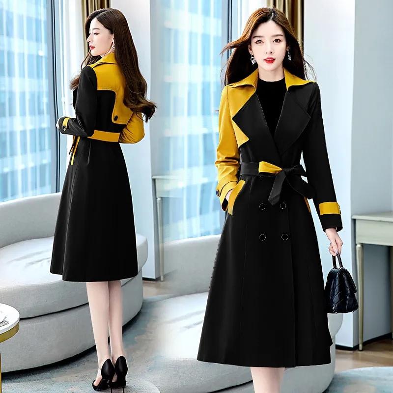 

Women' Trench Coats Coat Womens 2022 Spring Autumn Korean Waist Stitching Windbreaker Jacket Women Plus Size Long Over The Knee OvercoatWom, Black