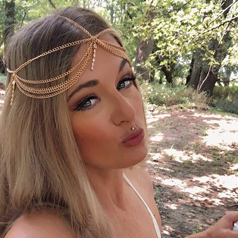 

Hair Clips & Barrettes Fashion Multi-layer Artificial Rhinestone Chain Head Tassel Pendant Headdress Bridal Accessories Women's Jewelry