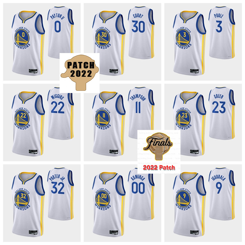 

Golden''State''Warriors''Men 2022 Finals 30 11 Stephen Curry Klay Thompson Poole Andrew Wiggins Looney Andre Porter Jr. White Basketball Jersey