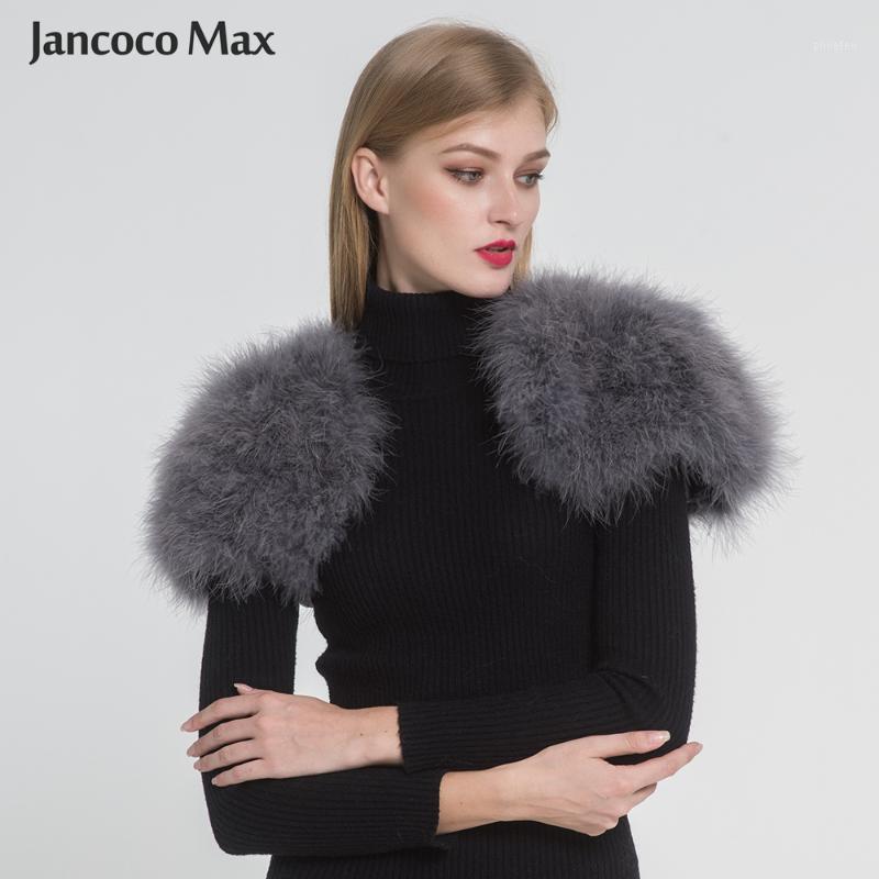 

Jancoco Max 2022 Real Fur Cape Shrug Women Genuine Ostrich Feather Shawl Poncho Fashion Sale  S1264, White