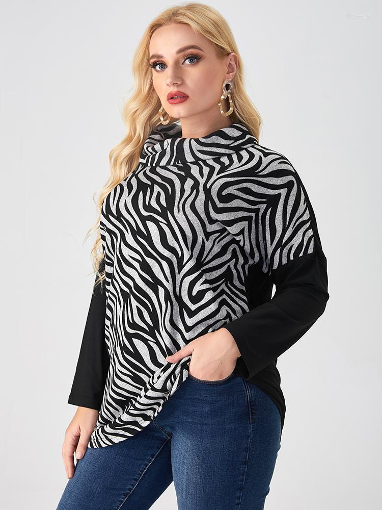 

Women's Plus Size T-Shirt 2022 Spring Womens Women Clothing Zebra Pattern Lapel Loose Tops Fashion Ladies Long Sleeve Casual Shirts Jasp22, Black
