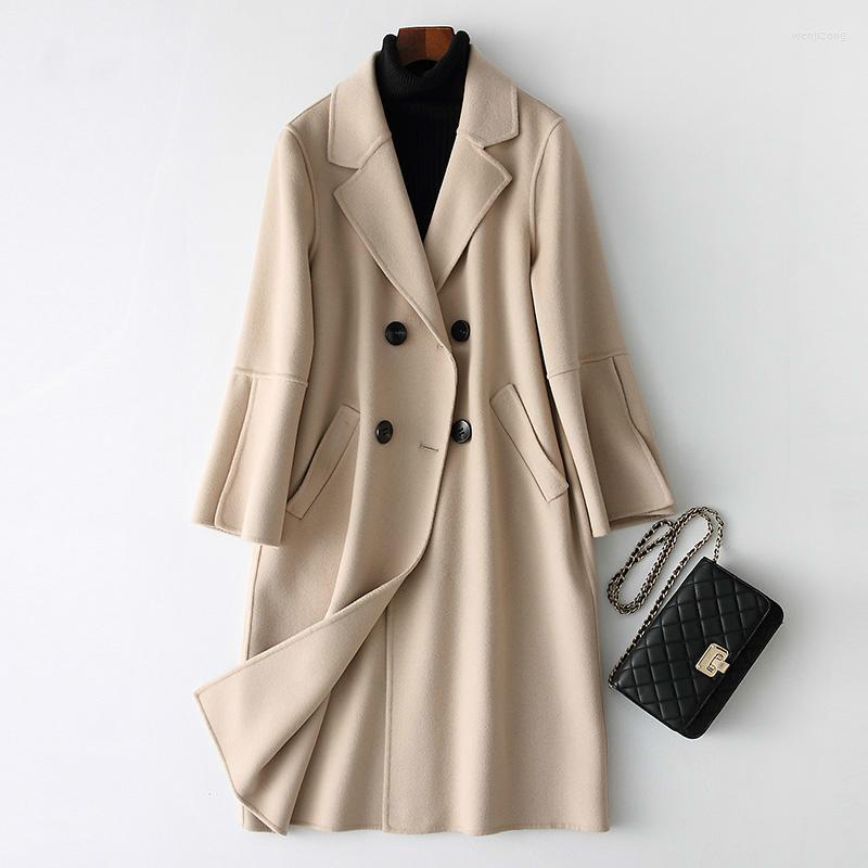 

Women' Wool & Blends 2022 Elegants Coats Winter Women Double Breasted Female Jacket Pockets Chaquetas Invierno Mujer 38054 WYQ1426, Beige