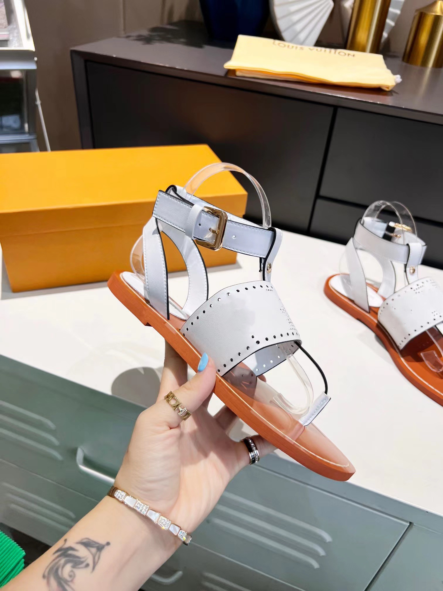 

Designer Sandals Women Ankle Cord Espadrille Wedge-shaped Heel Heels Fashion Genuine Leather Strap Fisherman Wedding Dress Party Shoes With Box 0601, 02