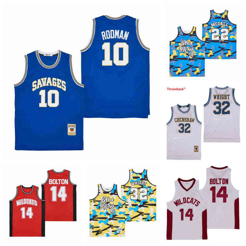 

NCAA Movie Basketball Jerseys John Stockton Rodman Quincy McCall Wright Troy Bolton Men Size S--XXL High Quality White Black, As picture
