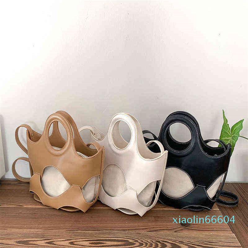 

Designer-Evening bag Women small summer vegetable basket handbag stitching open line design Canvas Bag Messenger bucket bag female, Black