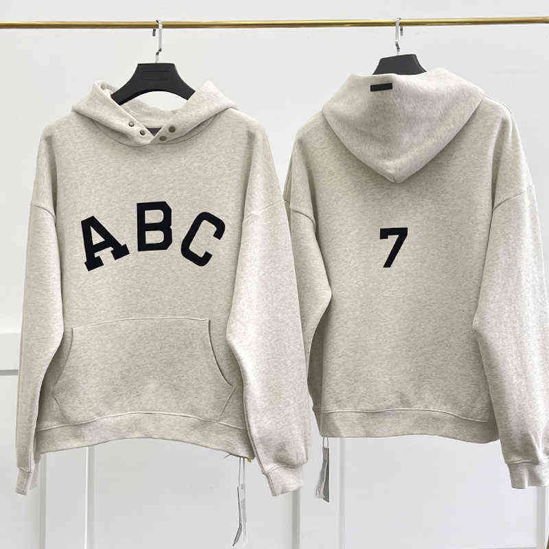 

Sweatshirt Printed ABC Flocking Oversized Casual Fleece Men Women Hooded Pullover T220726, 05