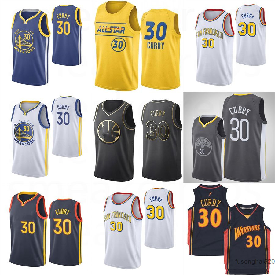 

Vintage Stephen 30 Curry City Basketball Jersey Golden State's Warriors's James 33 Wiseman Klay 11 Thompson Sleeveless Blue White Sports Shirt Jerseys, As