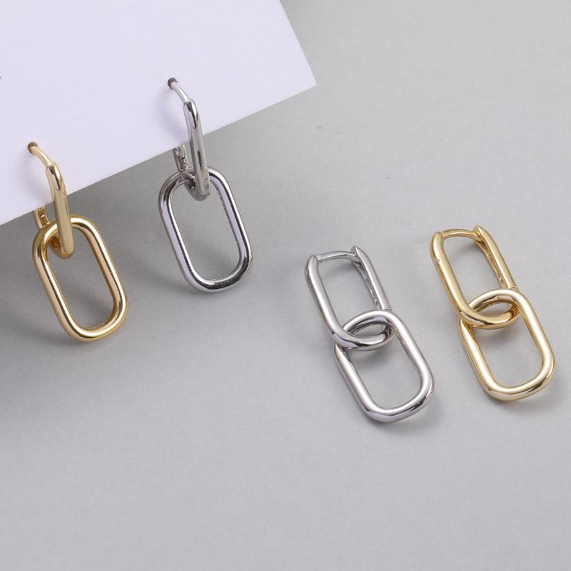 

Hoop & Huggie Real 925 Sterling Silver Earrings For Women Gold Two Ellipse 2022 Minimalist Korean JewelryHoop