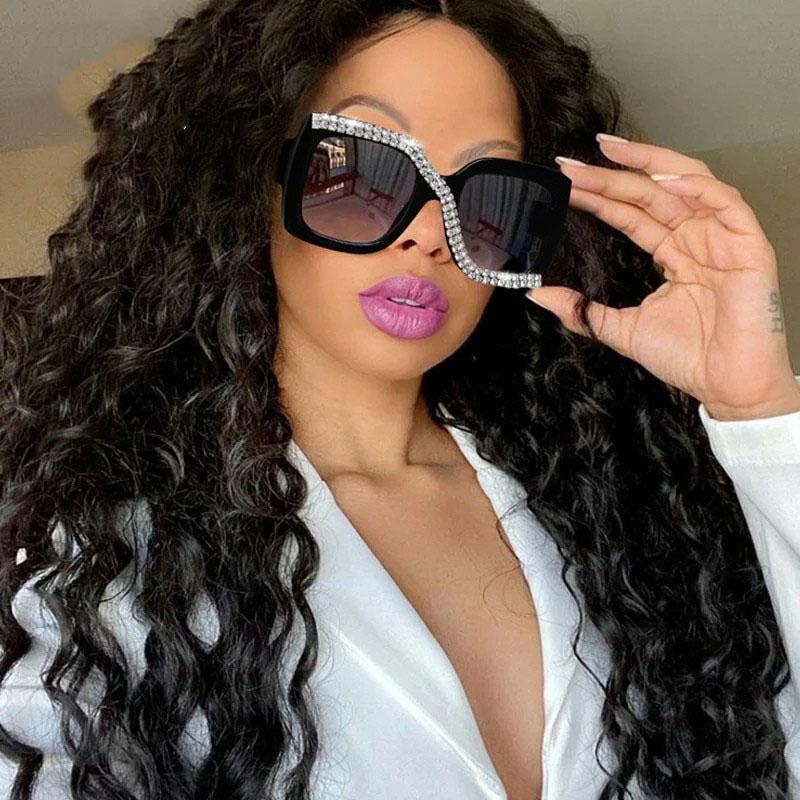 

Sunglasses Vintage Black Square Women Goggles Eye Protection Sun Glasses Large Bling Shades For LunettesSunglassesSunglasses