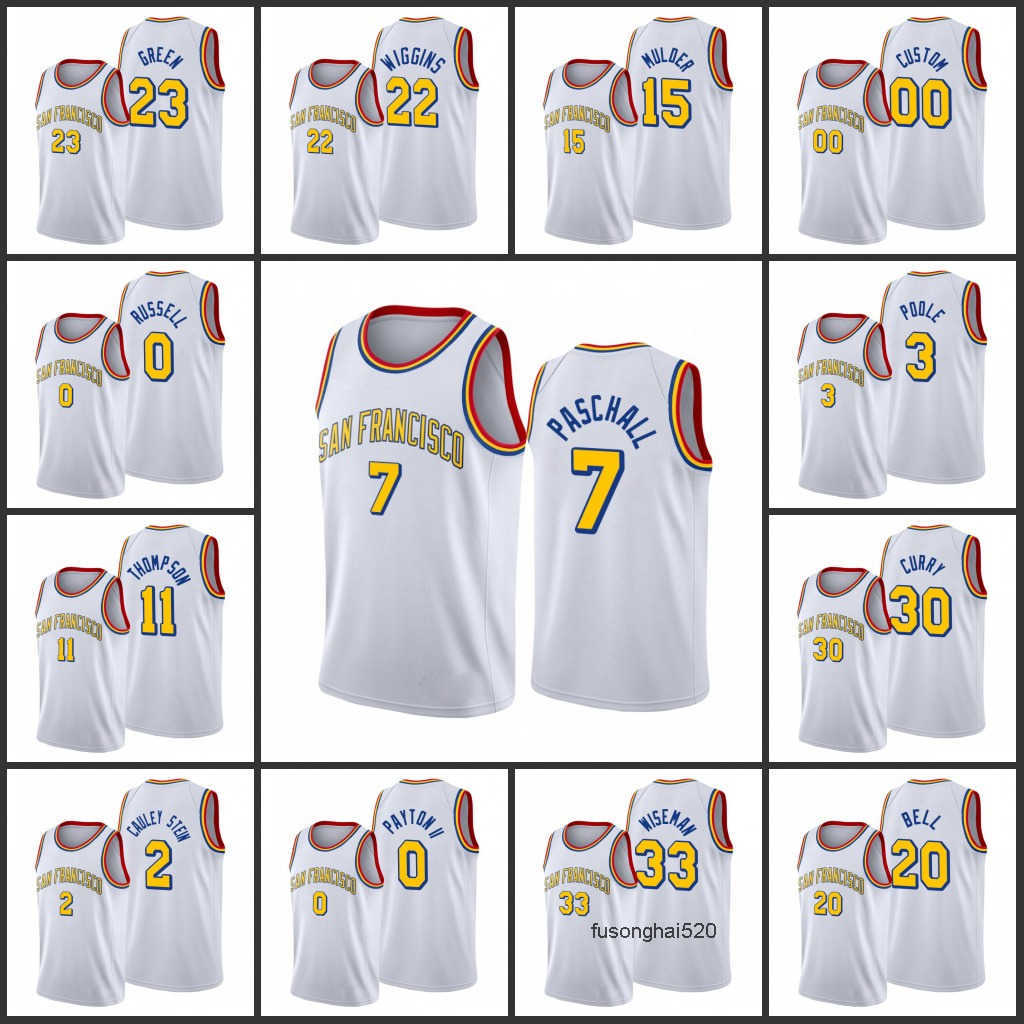 

Men Golden State''Warriors''Stephen Curry Andrew Wiggins Klay''Thompson Draymond Green Custom Classic Edition White Jersey