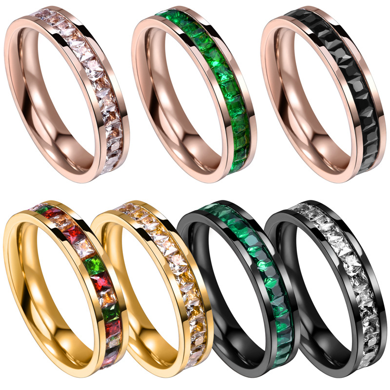 

High Quality Single Row Diamond Band Rings for Women Super Shiny Gypsophila Ring Fashion Titanium Steel Ring