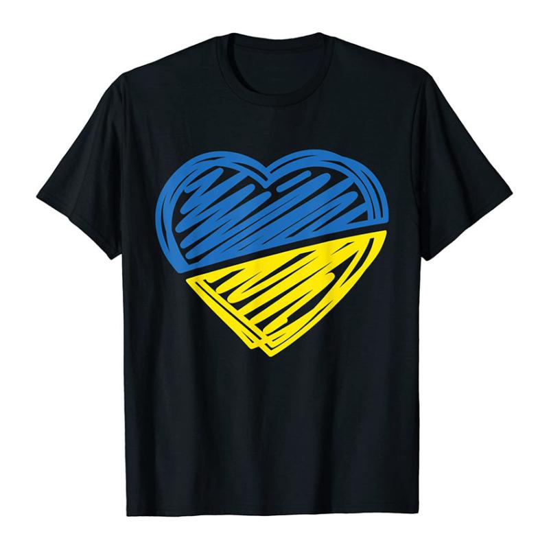 

Men's T-Shirts Summer Ukraine Flag Heart Men T-Shirt Cool Short Sleeve Casual Cotton O-Neck T Shirt Male Tops Ukrainian Loose ClothesMen's, Black
