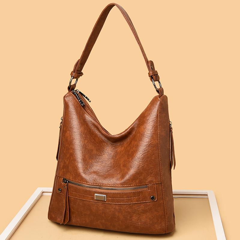 

Evening Bags Fashion Hobos For Women 2022 Large Capacity Luxury Handbag Vintage Leather Shoulder Bag Ladies Top-handle SacEvening, Black