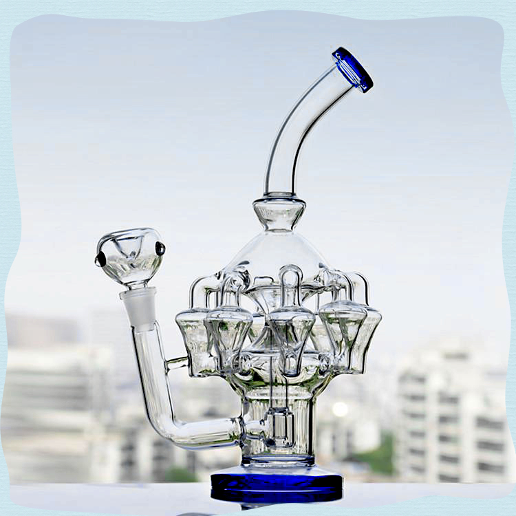 blue hookahs chambes recrcler bongs oil rigs smoking pipe-image-402285477