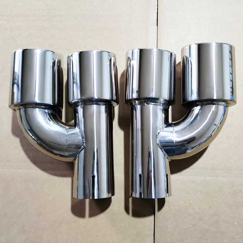 

Double pipe Stainless steel car model 89-63 exhaust pipe tail throat modified blue silver muffler