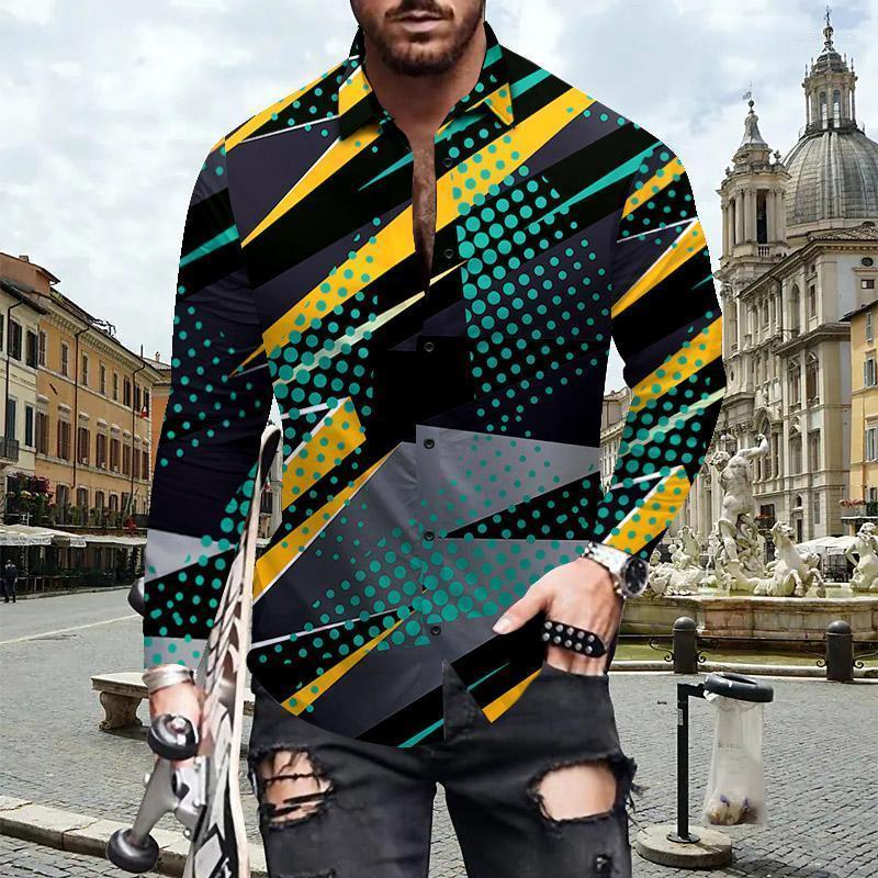 

Men' Casual Shirts Spring And Autumn Selling European American Style Long Sleeved Shirt Men' Fashion Printed Lapel Button ShirMen' Sy, Cs-971