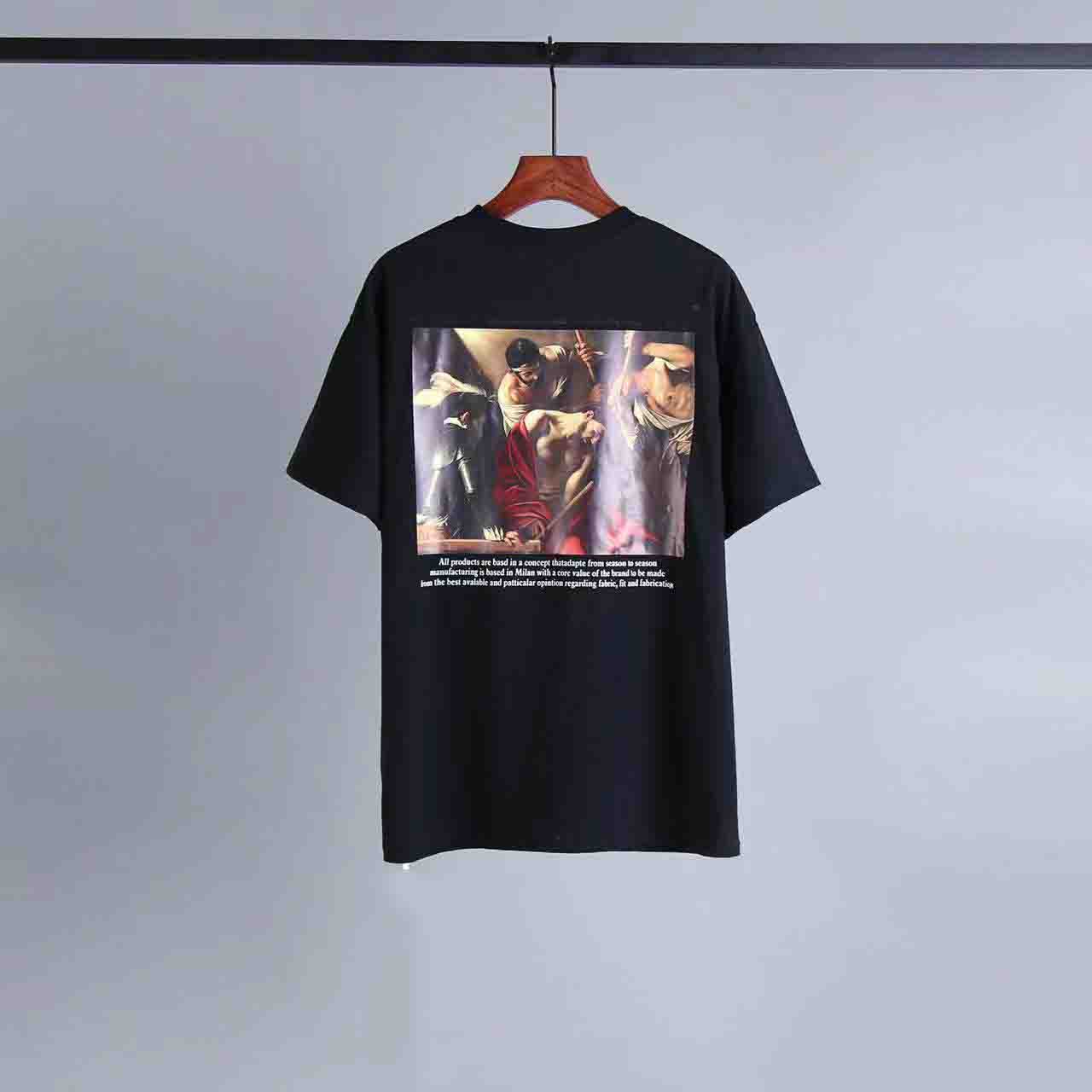 Designer de mode Marque Tshirt Peinture À L'huile Imprimer Manches Courtes Hommes Top Tee T-shirt Casual Tee Shirt X Impression D'été Tops