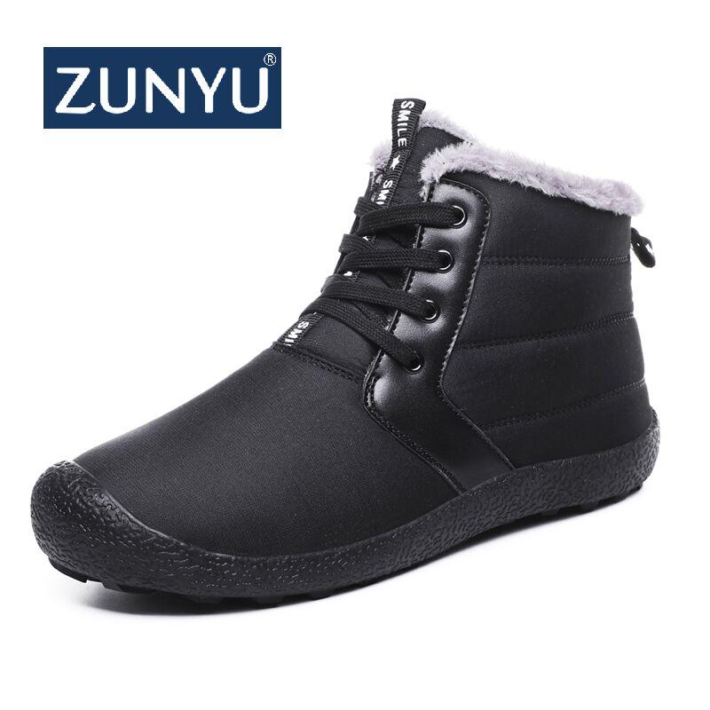 Boots ZUNYU Men Winter Casual Shoes Lace Up Snow Waterproof Ankle Fashion Plus Size 39-48