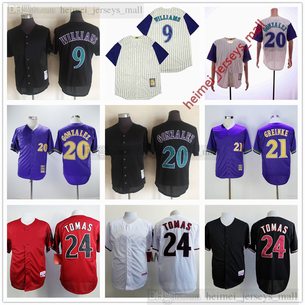 

Mitchell and Ness Baseball Jerseys Vintage 24 Yasmany Tomas Jersey 20 Luis Gonzalez 9 Ted Williams #21 All Stitched Name Number Breathable Sport Sale High Quality, As picture (with team name)