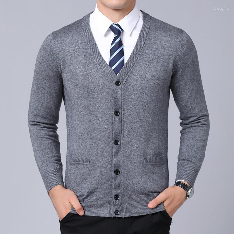 

Men's Sweaters 2022 Fashion Brand Sweater For Mens Cardigan Coat V Neck Slim Fit Jumpers Knitwear Winter Korean Style Casual Clothes Perf22, Dark grey