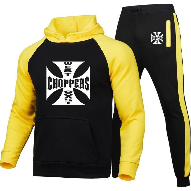 

Men' Tracksuits 2022 Hoodies Men West Choppers Print Casual High Quality Cotton Hooded Zipper Jacket Sweatshirt Sweatpants Suit 2pcs, Gray