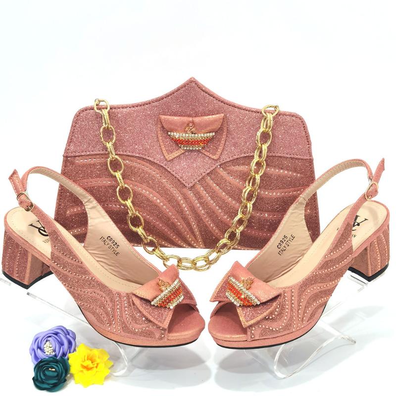 

Dress Shoes Latest Women Matching And Bag Set Decorated With Rhinestone Woman Heels Bags For Party Wedding High HeelsDress, Red