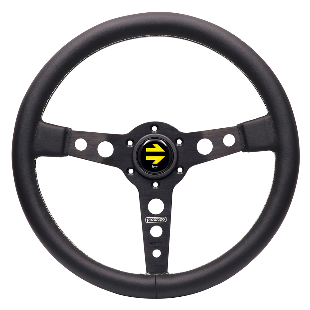 

14inch Italy Prototipo Genuine Leather Drift Sport Steering Wheel Silver/Black