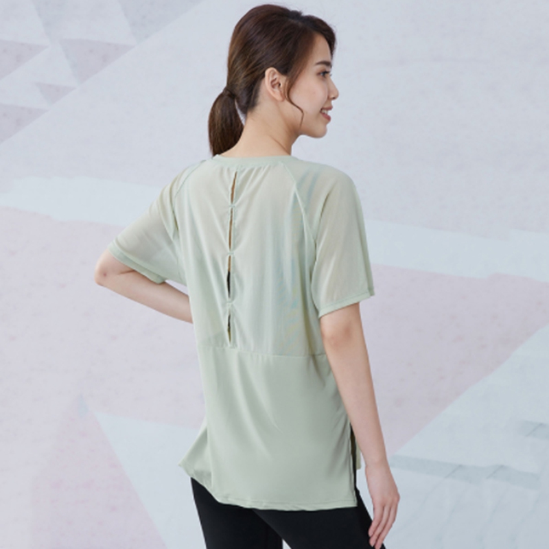 

NEW 2023 yoga sports short-sleeved women's fitness sports mesh stitching hollow beautiful back breathable sweat-absorbing T-shirt, 01