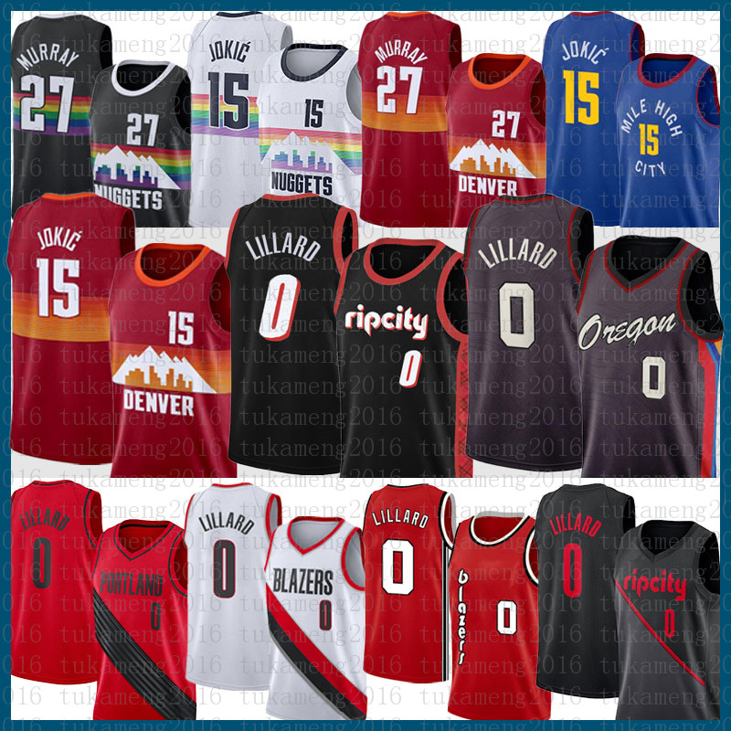 

0 Nikola Jamal Murray Jokic Basketball Jersey 27 15 Damian Lillard Denvers Nugget Portlands Mens Trail Black Blazer Silver, Jersey-juejin