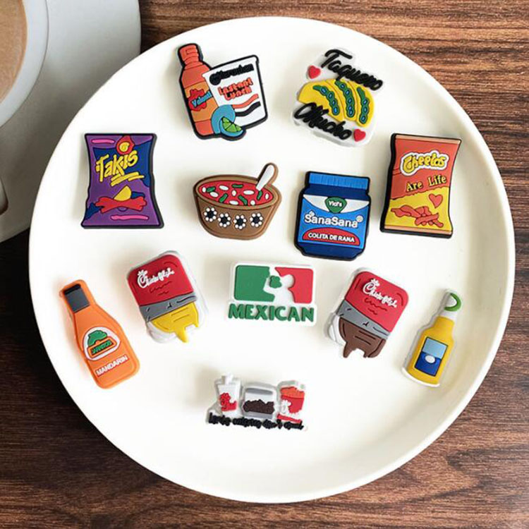 

wholesale mix mexican croc charms pvc soft rubber shoecharms buckle fashion shoe accessories cartoon food clog charm