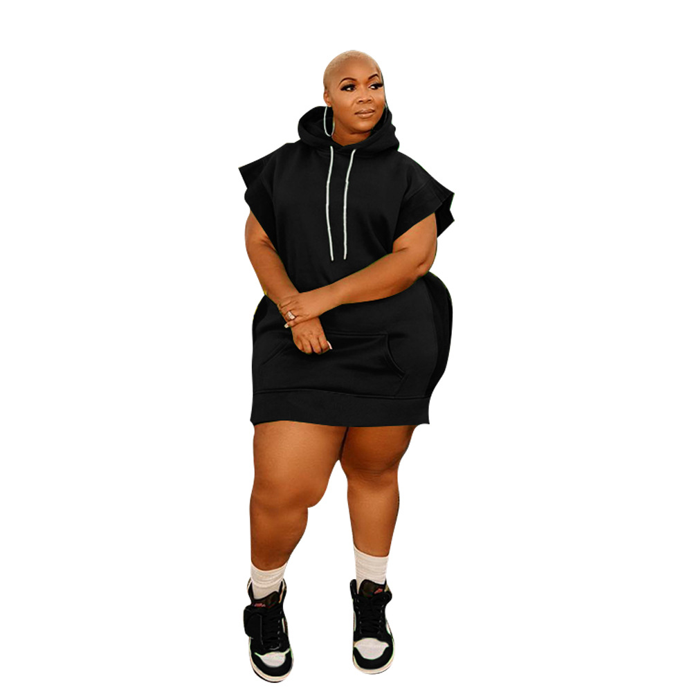 Women&#039;s Designer Plush Hoodie Dress Jumpsuits Green Petal Sleeve Hooded Drawstring Outfits Casual Front Pockets Sweatshirt Loose Dresses Siz-image-758552830